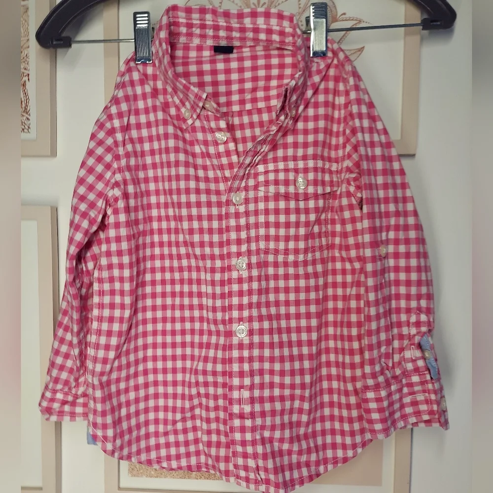⭐️ 5/$30 GAP kids _pink plaid 4T_ button up